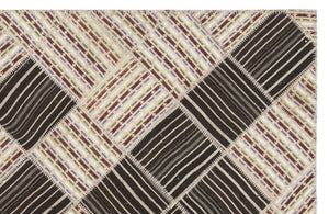 Striped Over Dyed Kilim Patchwork Unique Rug 5'9'' x 8'8'' ft 176 x 264 cm