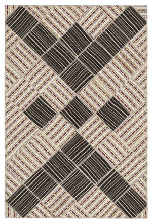 Striped Over Dyed Kilim Patchwork Unique Rug 5'9'' x 8'8'' ft 176 x 264 cm