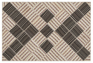 Striped Over Dyed Kilim Patchwork Unique Rug 5'9'' x 8'8'' ft 176 x 264 cm