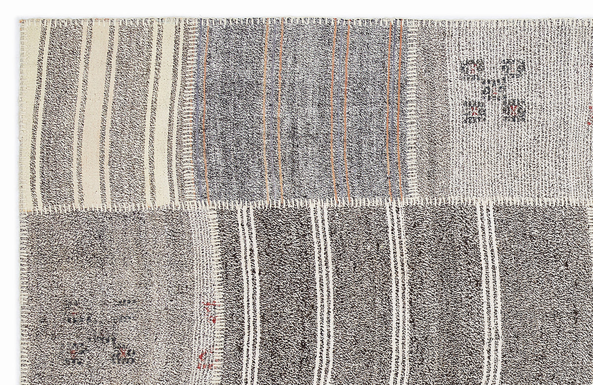 Striped Over Dyed Kilim Patchwork Unique Rug 5&#39;3&#39;&#39; x 7&#39;7&#39;&#39; ft 160 x 230 cm