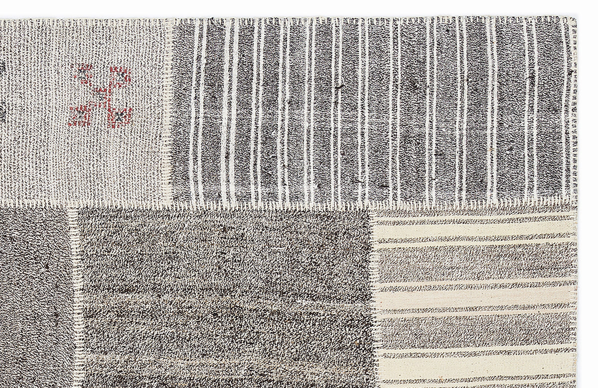 Striped Over Dyed Kilim Patchwork Unique Rug 5&#39;3&#39;&#39; x 7&#39;7&#39;&#39; ft 160 x 230 cm