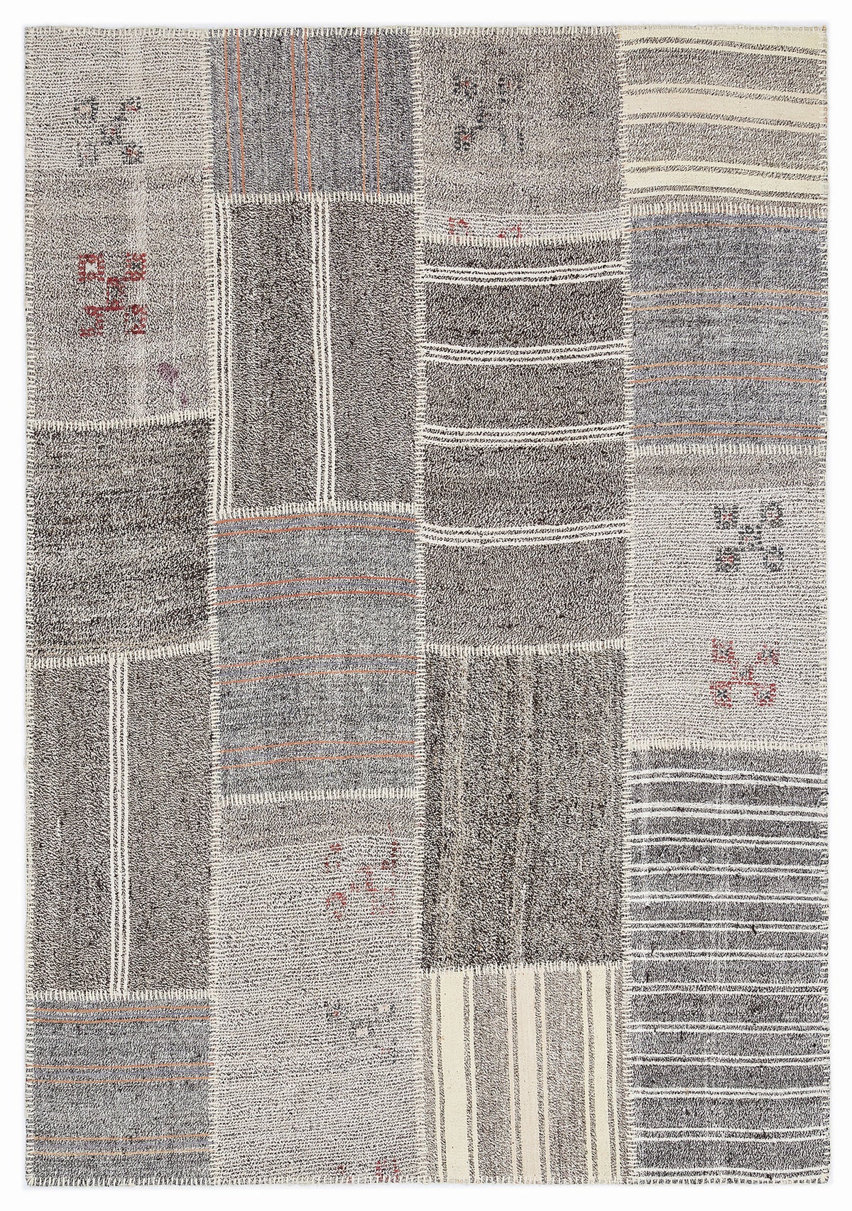 Striped Over Dyed Kilim Patchwork Unique Rug 5&#39;3&#39;&#39; x 7&#39;7&#39;&#39; ft 160 x 230 cm