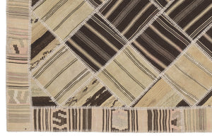 Striped Over Dyed Kilim Patchwork Unique Rug 5'7'' x 7'10'' ft 170 x 238 cm