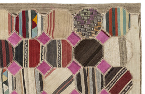 Mixed Over Dyed Kilim Patchwork Unique Rug 5'3'' x 9'10'' ft 161 x 299 cm