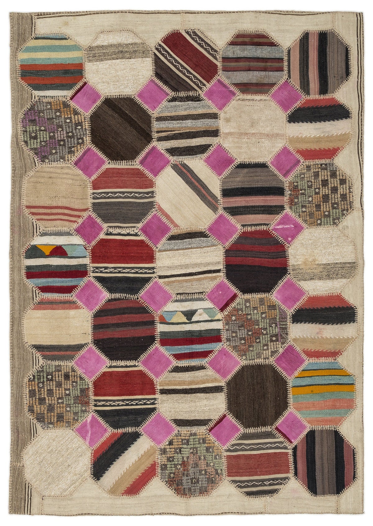 Mixed Over Dyed Kilim Patchwork Unique Rug 5&#39;3&#39;&#39; x 9&#39;10&#39;&#39; ft 161 x 299 cm