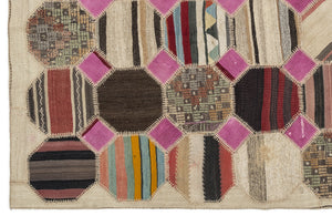 Mixed Over Dyed Kilim Patchwork Unique Rug 5'3'' x 9'10'' ft 161 x 299 cm