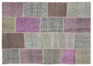 Mixed Over Dyed Kilim Patchwork Unique Rug 5'3'' x 7'7'' ft 160 x 230 cm