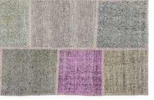 Mixed Over Dyed Kilim Patchwork Unique Rug 5'3'' x 7'7'' ft 160 x 230 cm