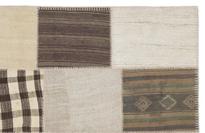 Striped Over Dyed Kilim Patchwork Unique Rug 5'3'' x 7'7'' ft 160 x 230 cm