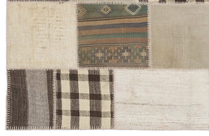 Striped Over Dyed Kilim Patchwork Unique Rug 5'3'' x 7'7'' ft 160 x 230 cm