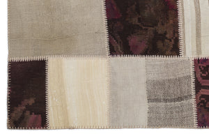 Striped Over Dyed Kilim Patchwork Unique Rug 5'3'' x 7'7'' ft 160 x 230 cm