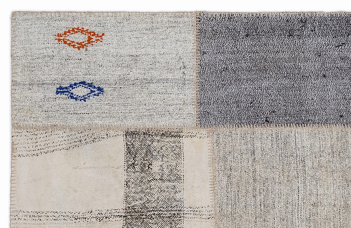 Striped Over Dyed Kilim Patchwork Unique Rug 5&#39;3&#39;&#39; x 7&#39;7&#39;&#39; ft 160 x 230 cm