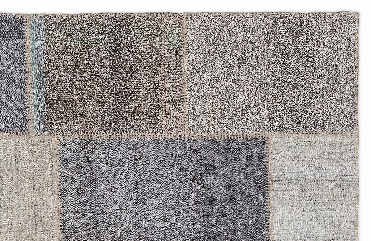 Striped Over Dyed Kilim Patchwork Unique Rug 5&#39;3&#39;&#39; x 7&#39;7&#39;&#39; ft 160 x 230 cm