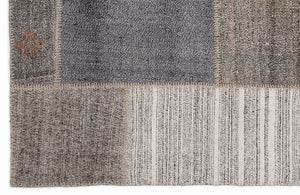 Striped Over Dyed Kilim Patchwork Unique Rug 5'3'' x 7'7'' ft 160 x 230 cm