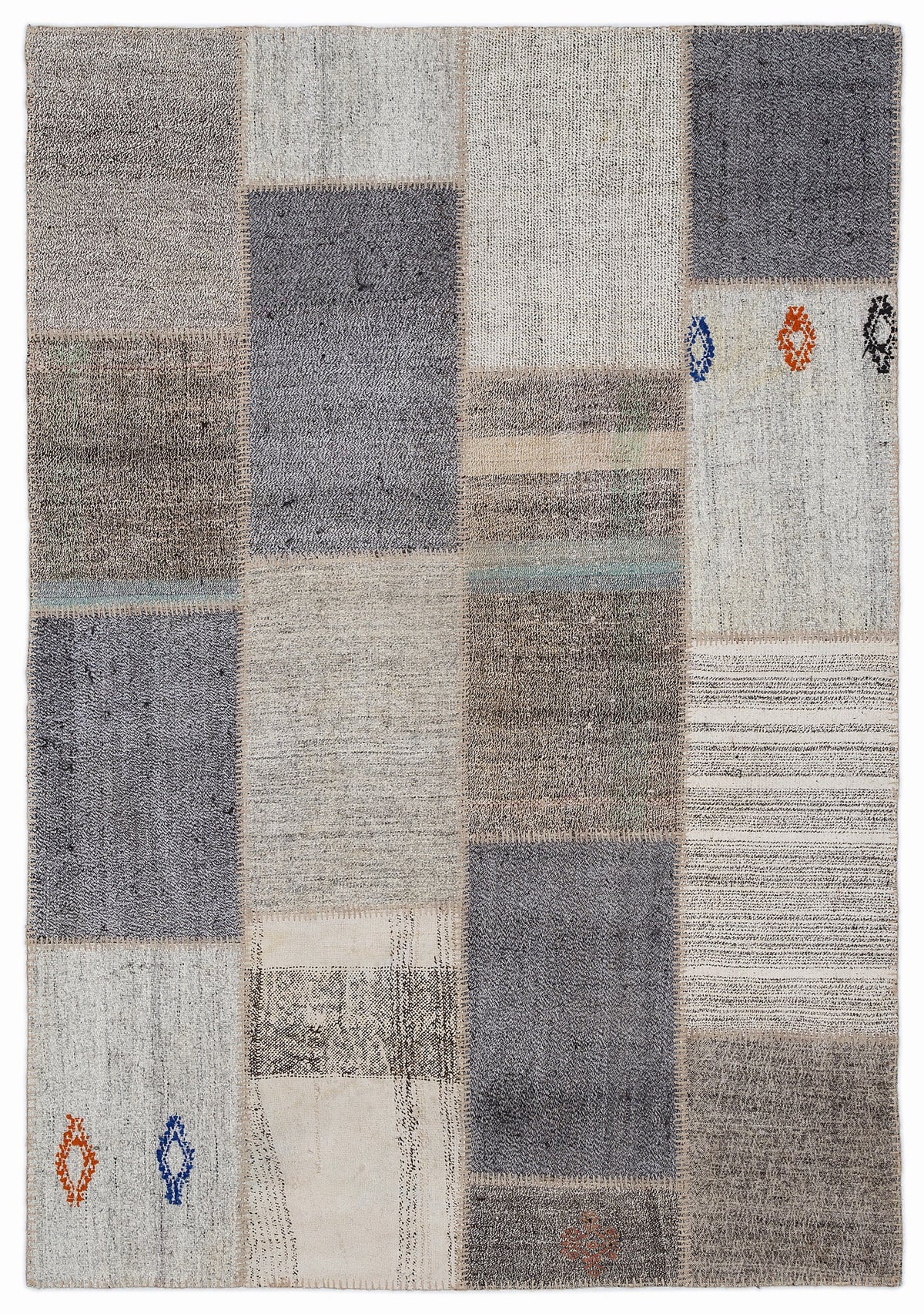 Striped Over Dyed Kilim Patchwork Unique Rug 5&#39;3&#39;&#39; x 7&#39;7&#39;&#39; ft 160 x 230 cm