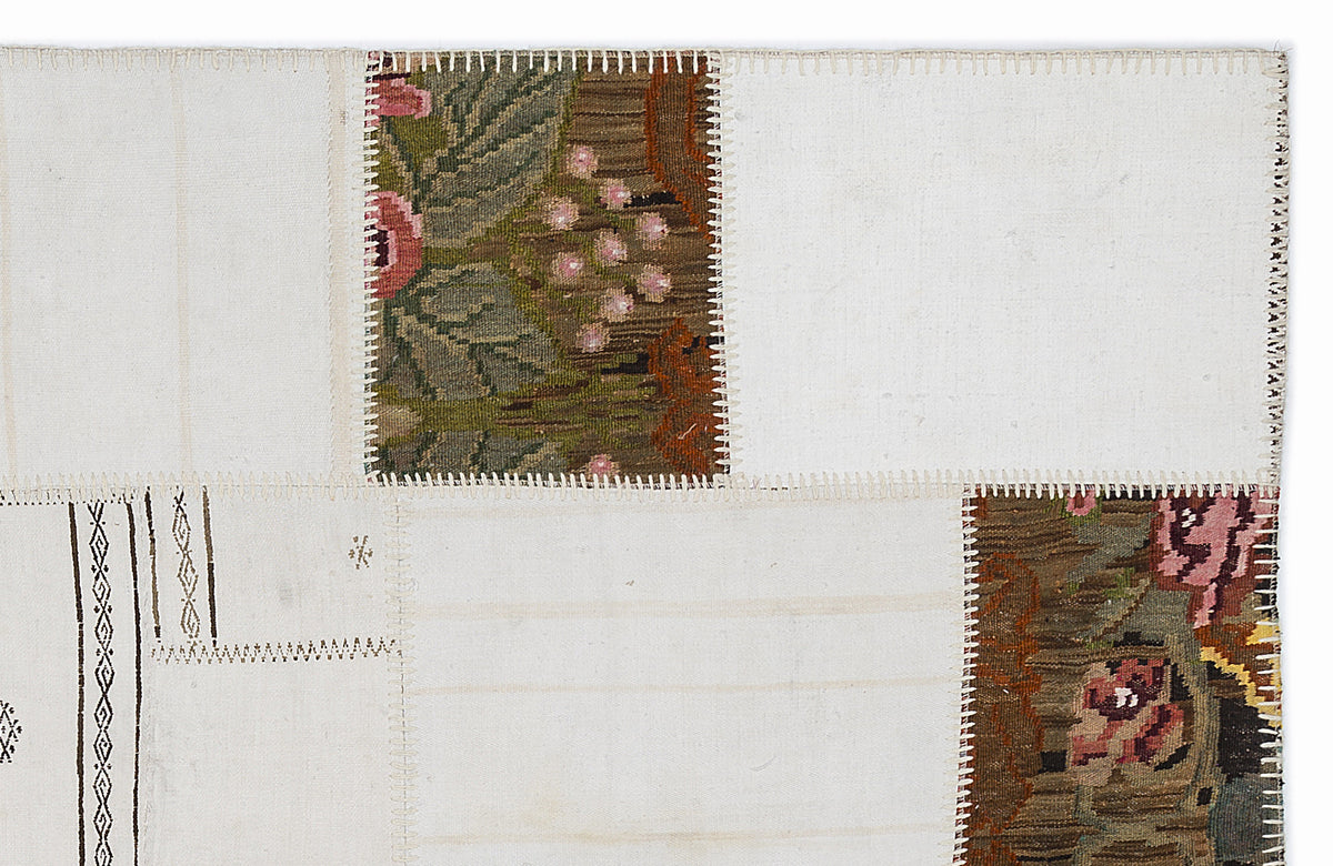 Karabakh Over Dyed Kilim Patchwork Unique Rug 5&#39;3&#39;&#39; x 7&#39;7&#39;&#39; ft 160 x 230 cm