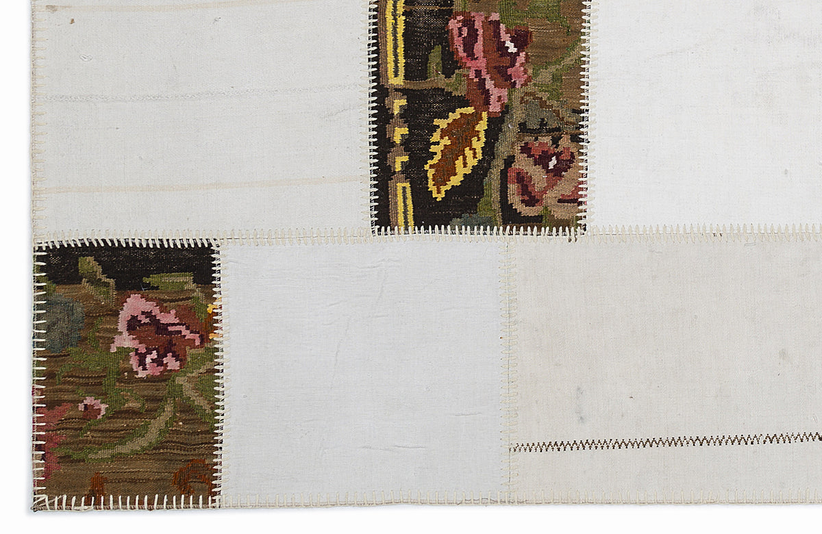 Karabakh Over Dyed Kilim Patchwork Unique Rug 5&#39;3&#39;&#39; x 7&#39;7&#39;&#39; ft 160 x 230 cm