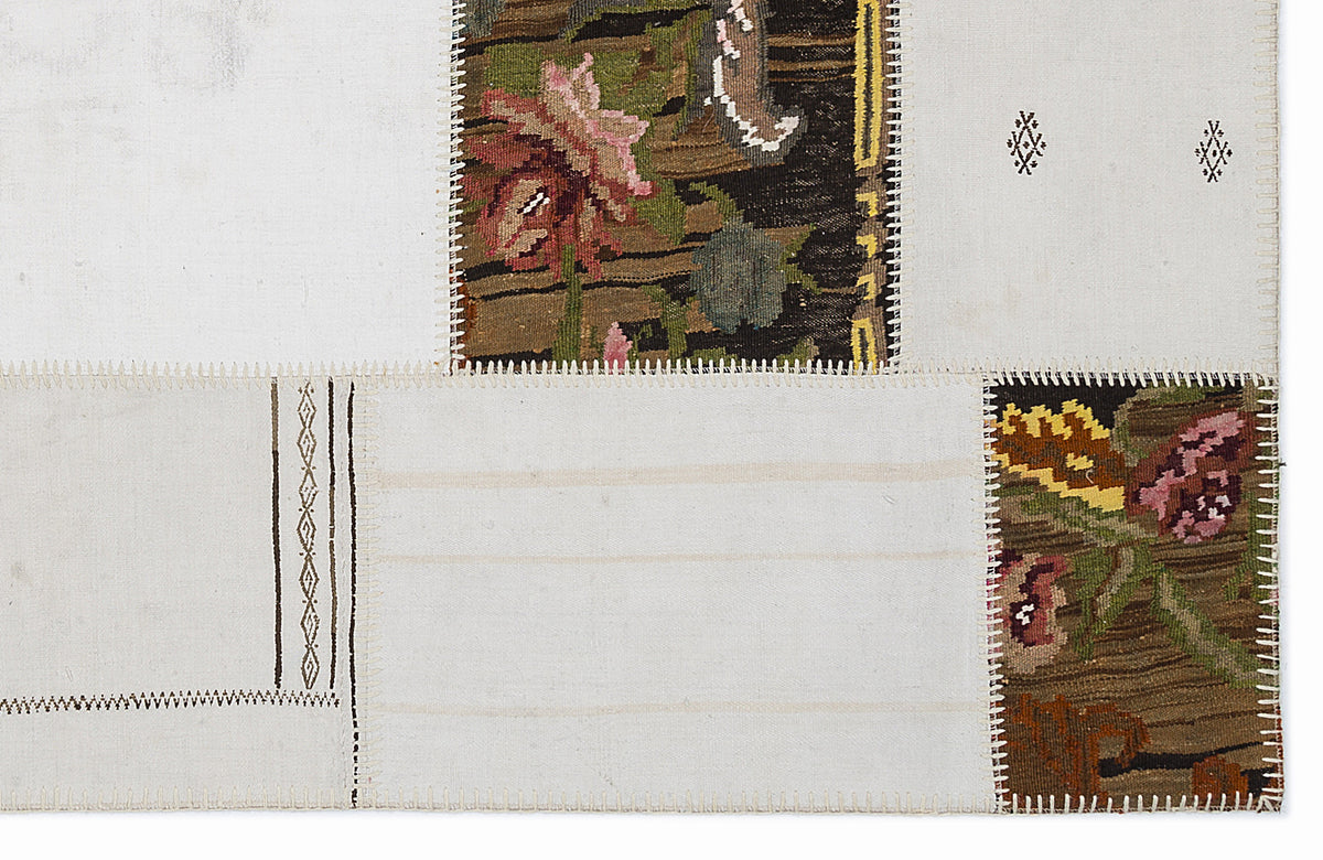 Karabakh Over Dyed Kilim Patchwork Unique Rug 5&#39;3&#39;&#39; x 7&#39;7&#39;&#39; ft 160 x 230 cm