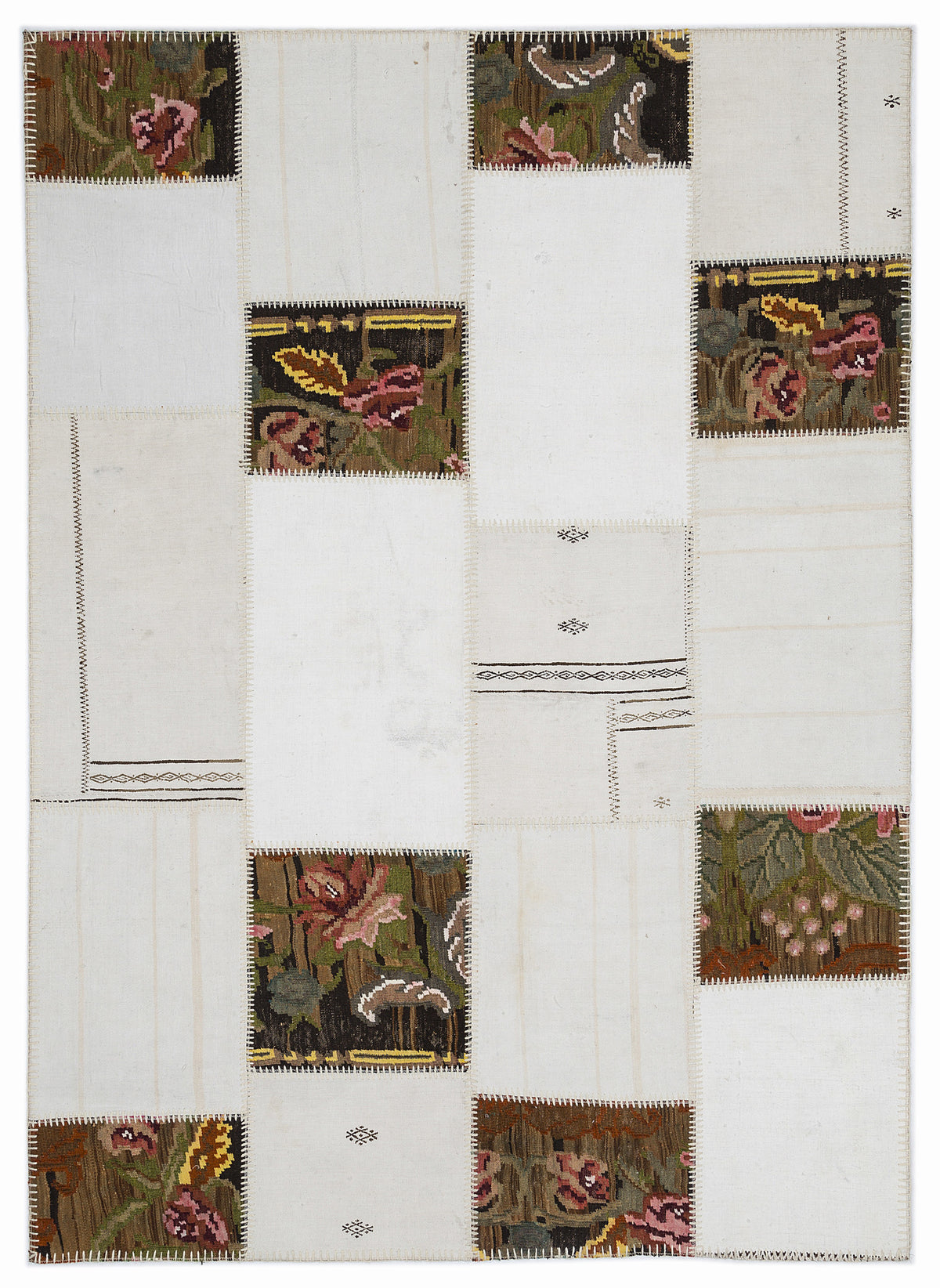 Karabakh Over Dyed Kilim Patchwork Unique Rug 5&#39;3&#39;&#39; x 7&#39;7&#39;&#39; ft 160 x 230 cm