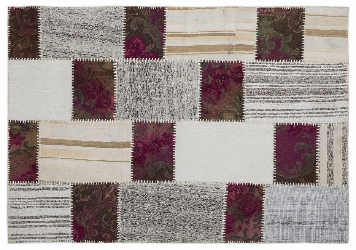 Karabakh Over Dyed Kilim Patchwork Unique Rug 5&#39;3&#39;&#39; x 7&#39;7&#39;&#39; ft 160 x 230 cm