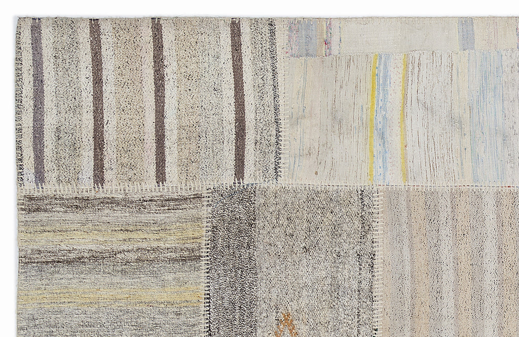 Striped Over Dyed Kilim Patchwork Unique Rug 5'3'' x 7'7'' ft 160 x 230 cm