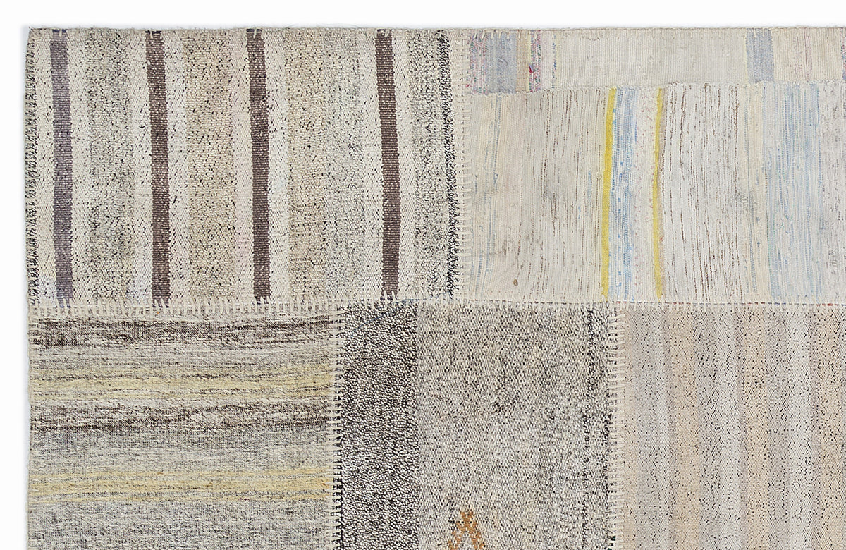 Striped Over Dyed Kilim Patchwork Unique Rug 5&#39;3&#39;&#39; x 7&#39;7&#39;&#39; ft 160 x 230 cm