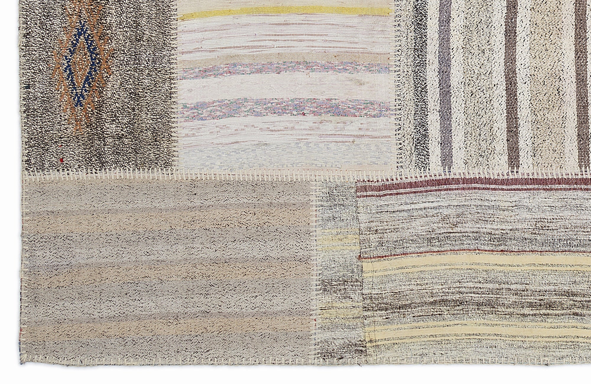 Striped Over Dyed Kilim Patchwork Unique Rug 5'3'' x 7'7'' ft 160 x 230 cm