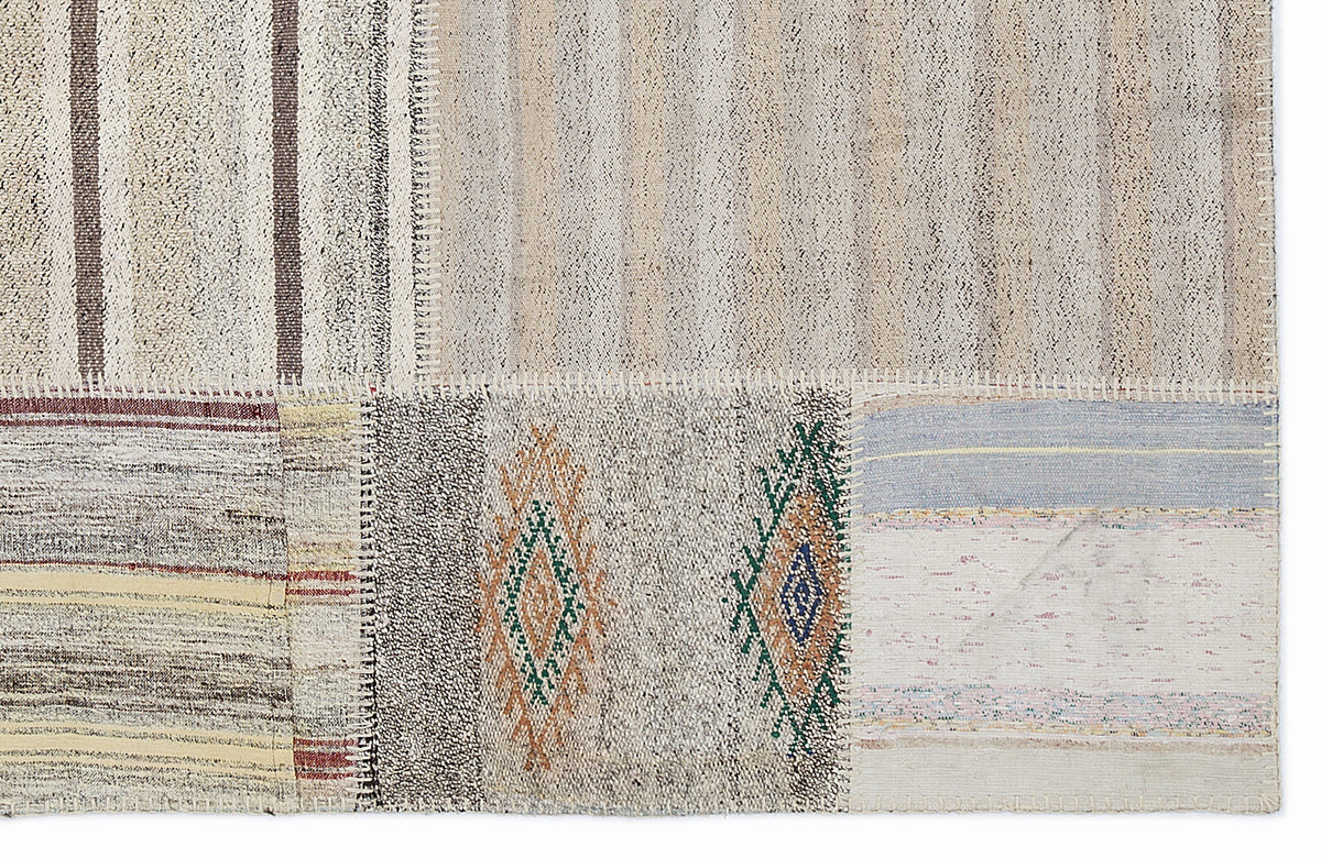 Striped Over Dyed Kilim Patchwork Unique Rug 5&#39;3&#39;&#39; x 7&#39;7&#39;&#39; ft 160 x 230 cm