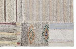 Striped Over Dyed Kilim Patchwork Unique Rug 5'3'' x 7'7'' ft 160 x 230 cm
