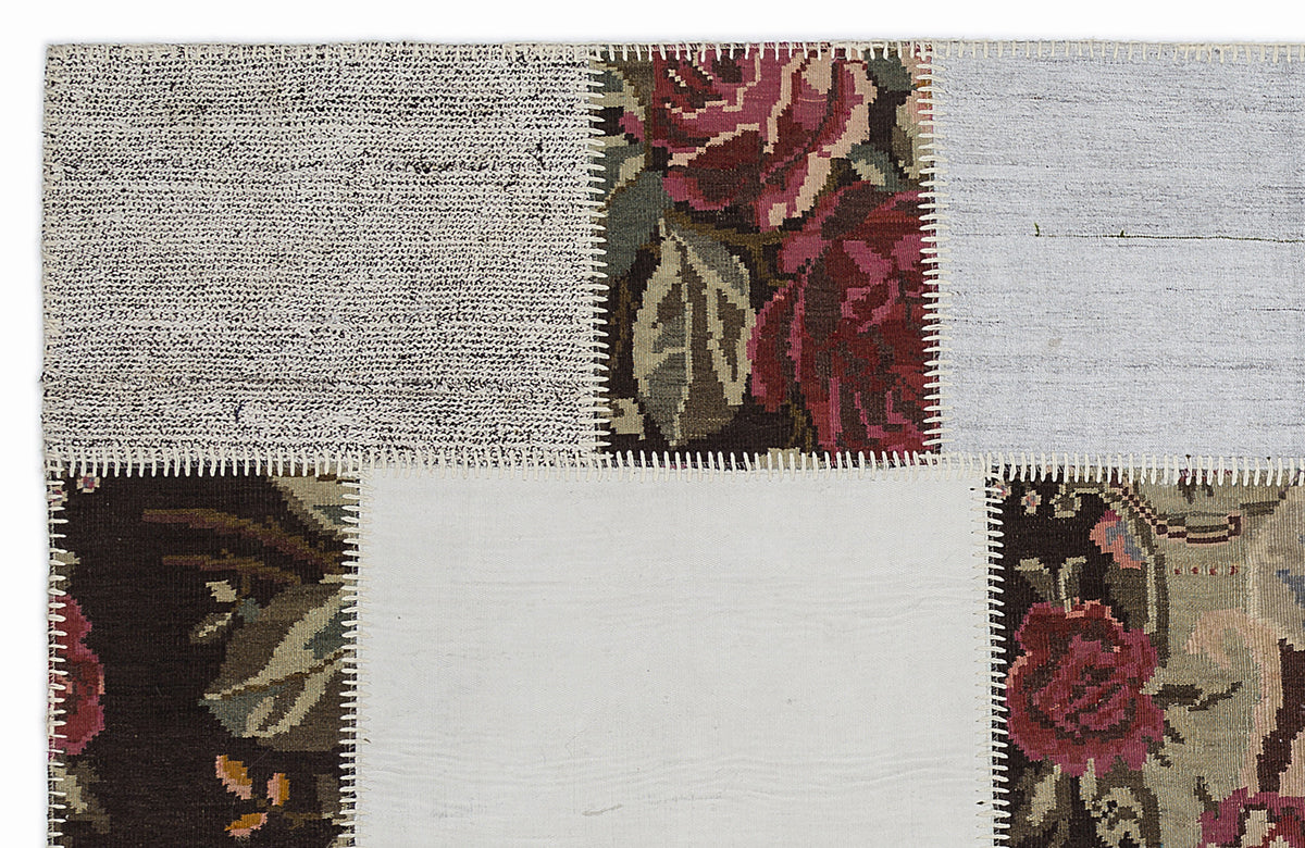 Karabakh Over Dyed Kilim Patchwork Unique Rug 5&#39;3&#39;&#39; x 7&#39;7&#39;&#39; ft 160 x 230 cm