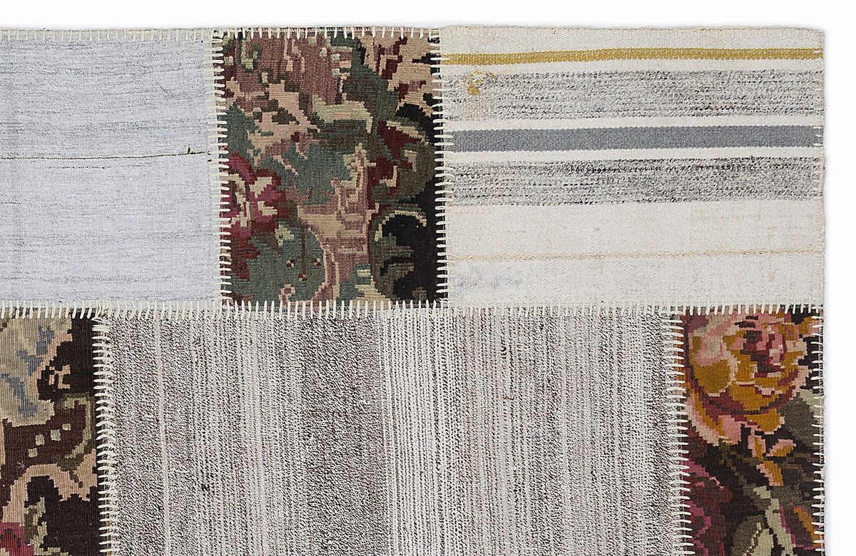 Karabakh Over Dyed Kilim Patchwork Unique Rug 5&#39;3&#39;&#39; x 7&#39;7&#39;&#39; ft 160 x 230 cm