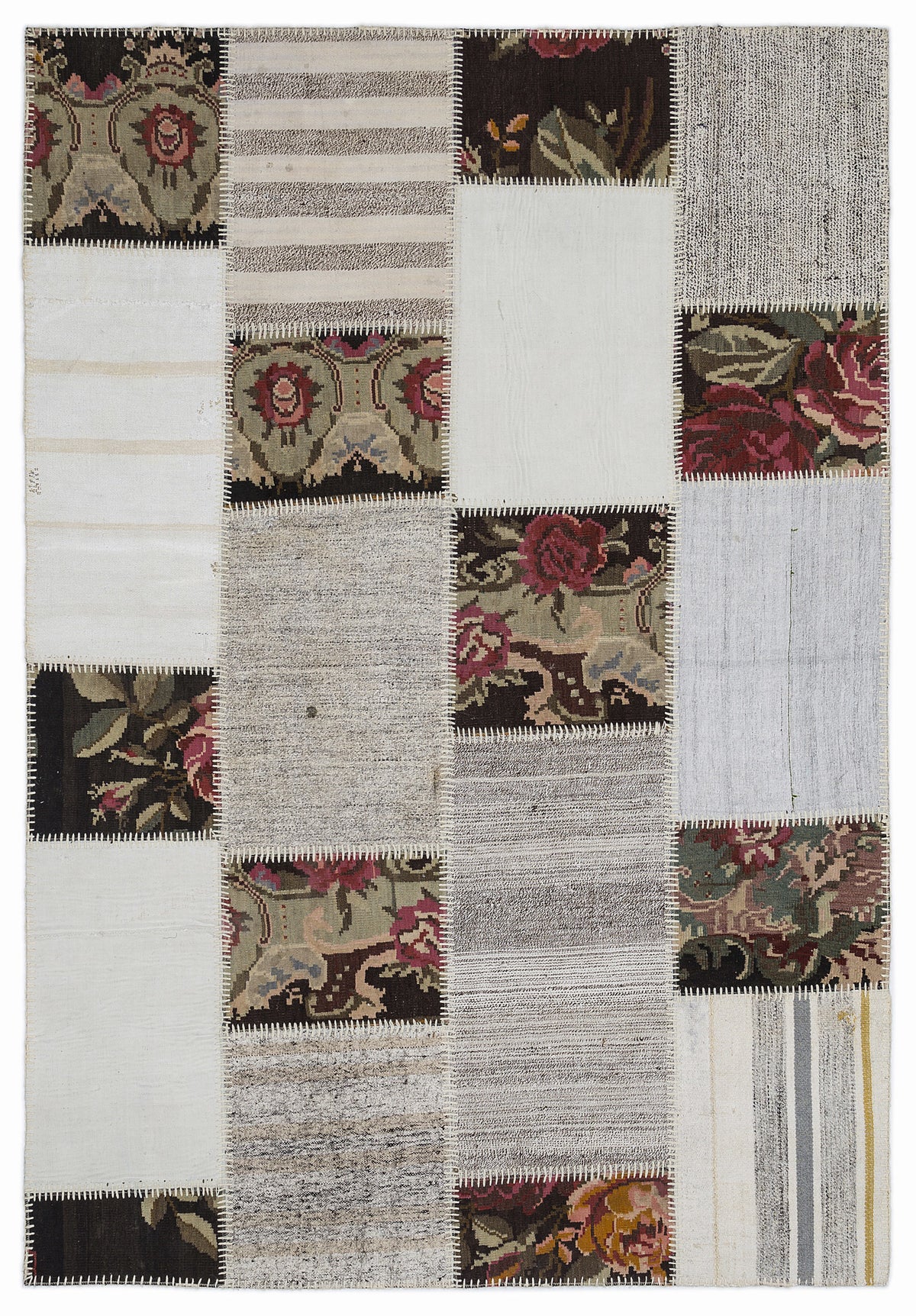 Karabakh Over Dyed Kilim Patchwork Unique Rug 5&#39;3&#39;&#39; x 7&#39;7&#39;&#39; ft 160 x 230 cm