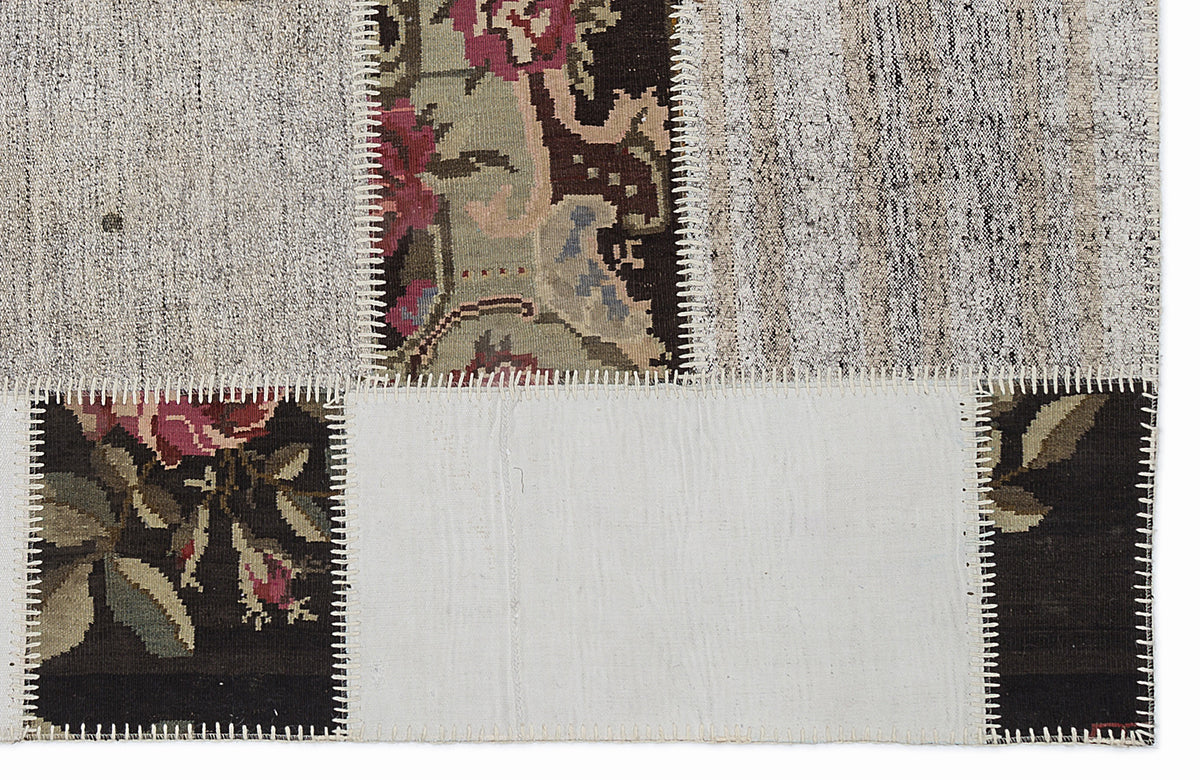 Karabakh Over Dyed Kilim Patchwork Unique Rug 5&#39;3&#39;&#39; x 7&#39;7&#39;&#39; ft 160 x 230 cm