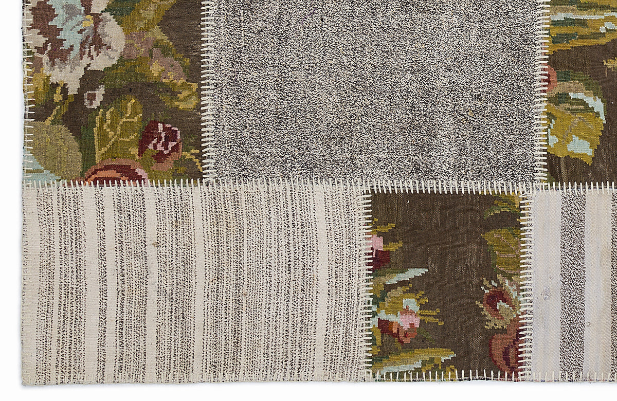 Karabakh Over Dyed Kilim Patchwork Unique Rug 5&#39;3&#39;&#39; x 7&#39;7&#39;&#39; ft 160 x 230 cm