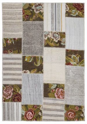 Karabakh Over Dyed Kilim Patchwork Unique Rug 5'3'' x 7'7'' ft 160 x 230 cm