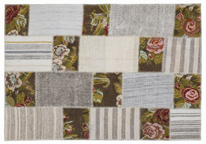 Karabakh Over Dyed Kilim Patchwork Unique Rug 5'3'' x 7'7'' ft 160 x 230 cm
