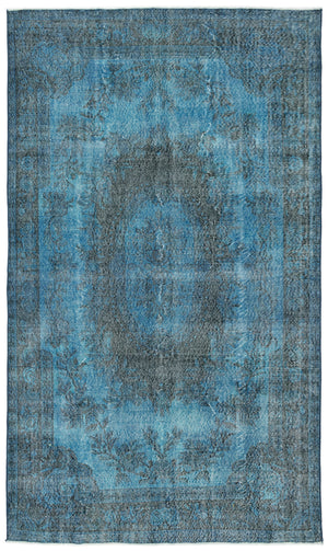 Turquoise  Over Dyed Vintage Rug 6'0'' x 10'1'' ft 184 x 308 cm