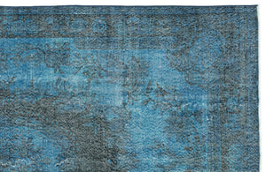Turquoise  Over Dyed Vintage Rug 6'0'' x 10'1'' ft 184 x 308 cm
