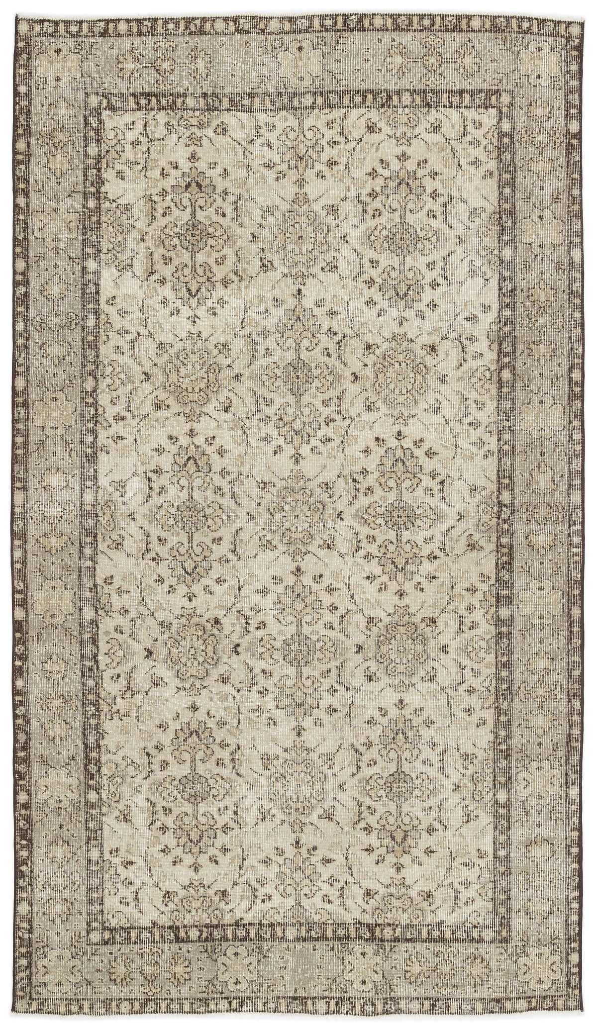 Beige Over Dyed Vintage Rug 4&#39;10&#39;&#39; x 8&#39;6&#39;&#39; ft 147 x 260 cm
