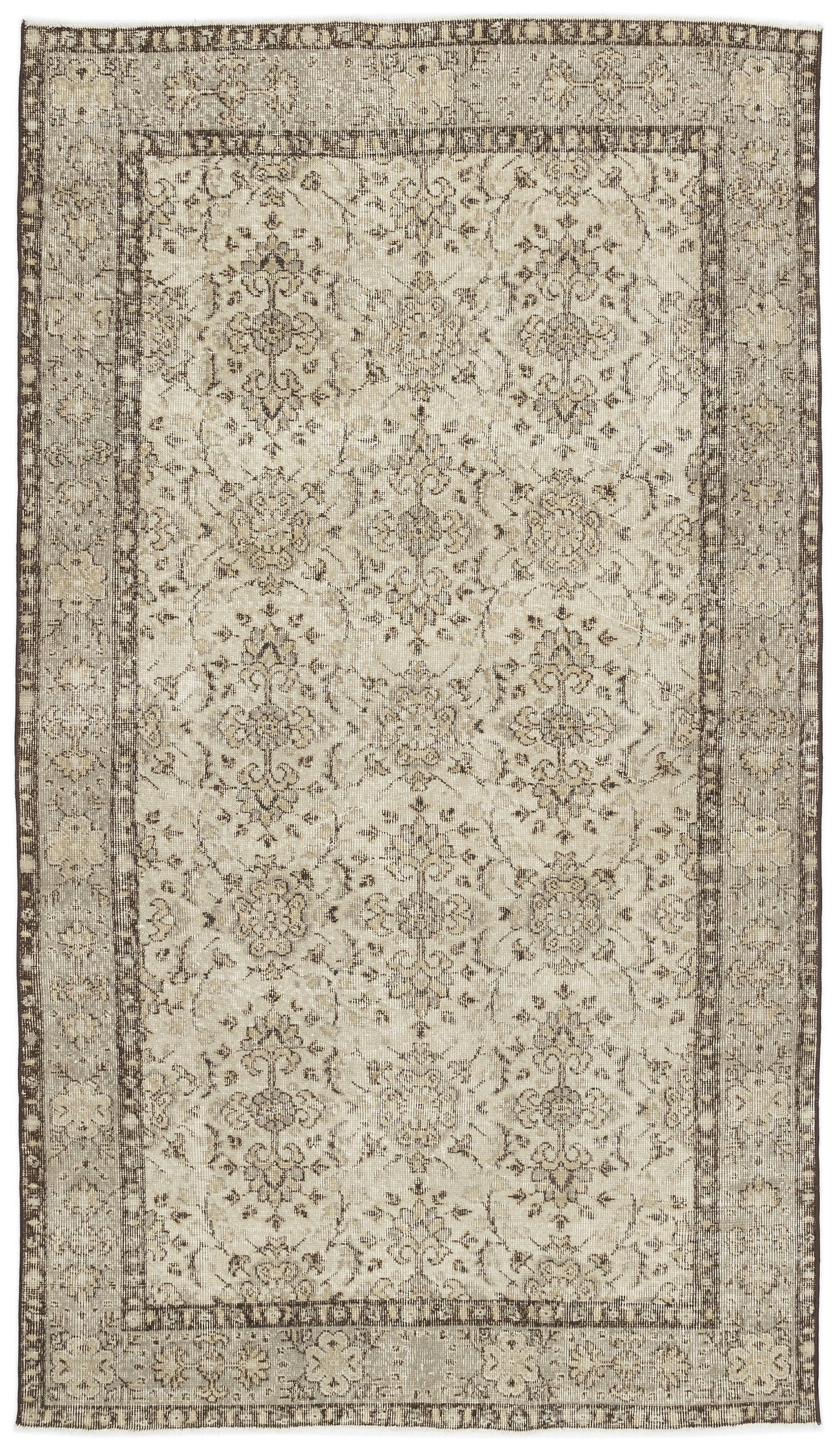 Beige Over Dyed Vintage Rug 4'10'' x 8'6'' ft 147 x 260 cm
