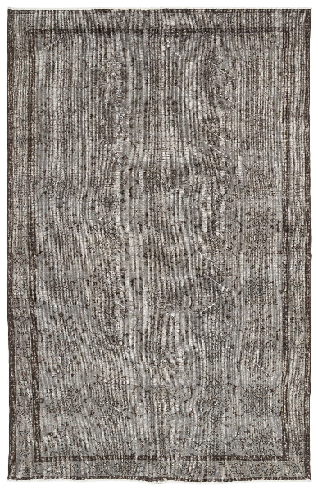 Gray Over Dyed Vintage Rug 5'12'' x 9'5'' ft 182 x 287 cm