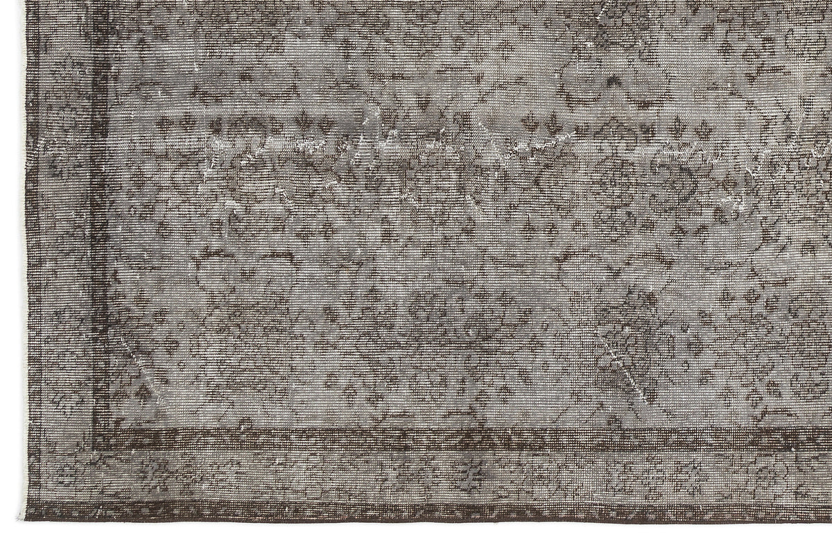 Gray Over Dyed Vintage Rug 5&#39;12&#39;&#39; x 9&#39;5&#39;&#39; ft 182 x 287 cm