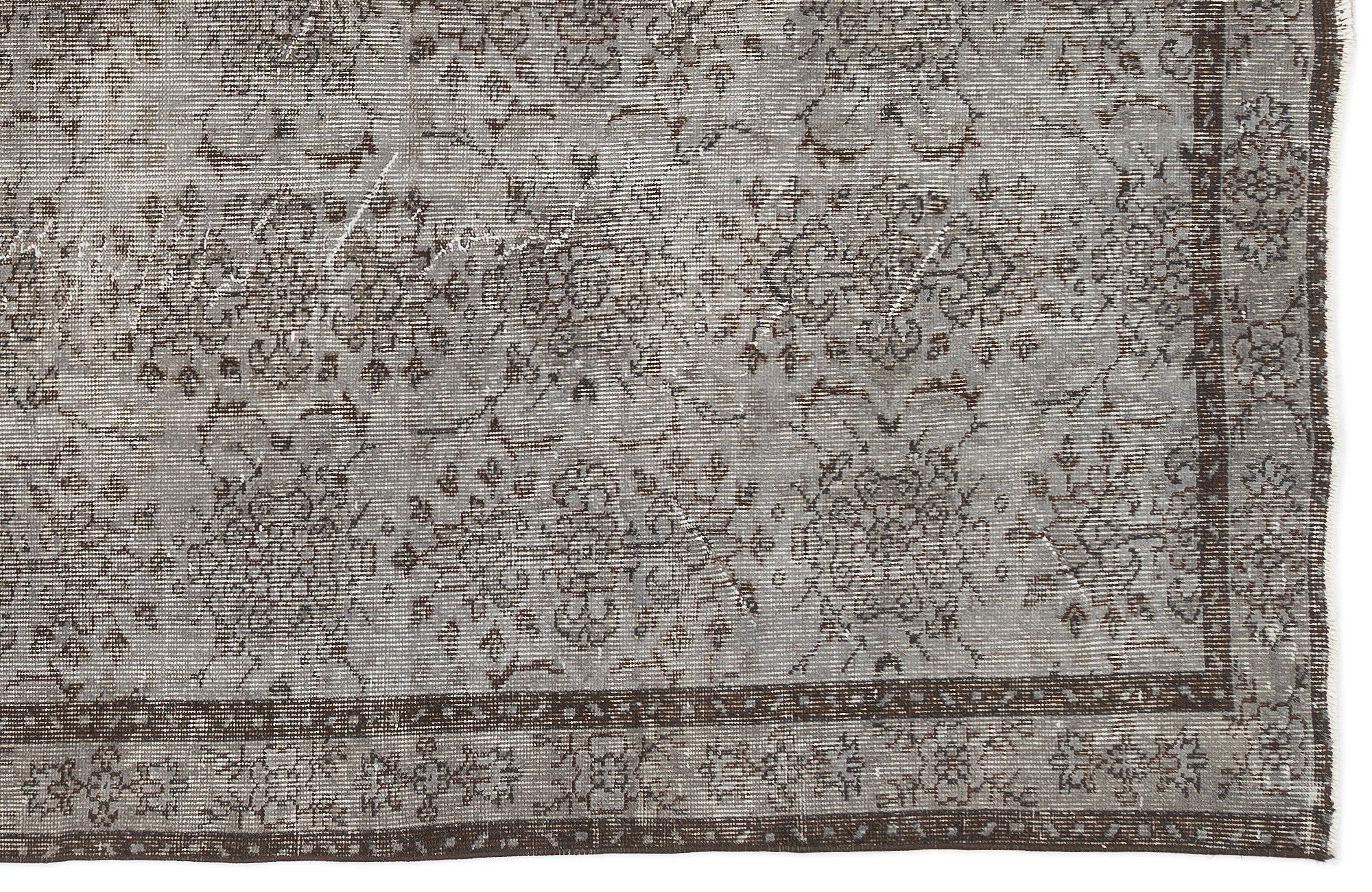 Gray Over Dyed Vintage Rug 5'12'' x 9'5'' ft 182 x 287 cm