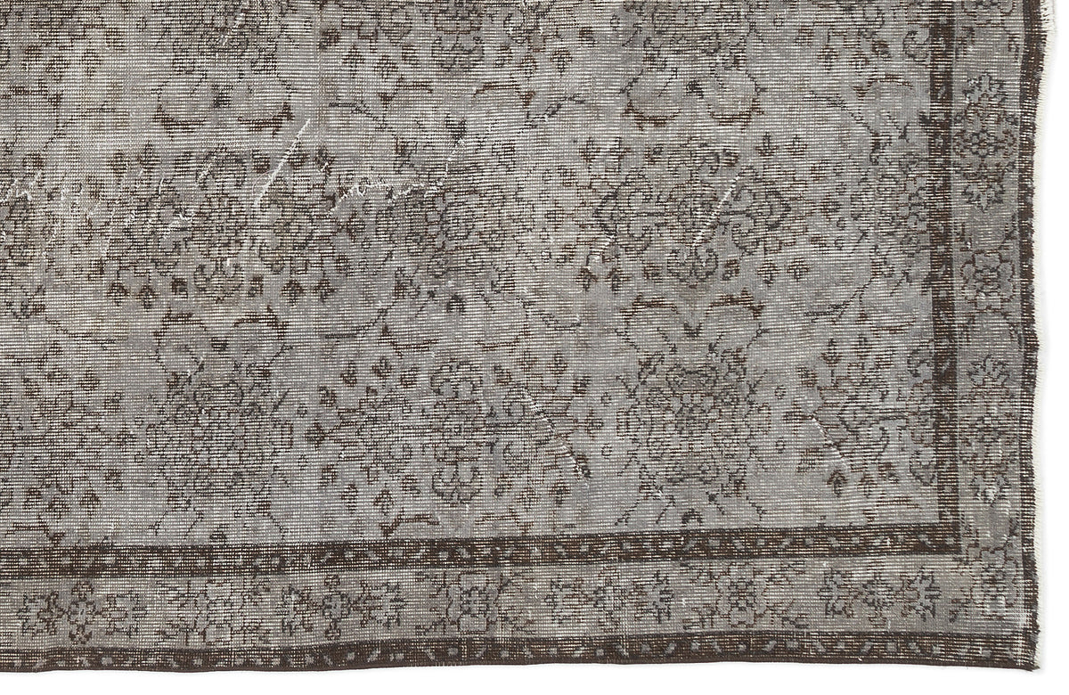 Gray Over Dyed Vintage Rug 5&#39;12&#39;&#39; x 9&#39;5&#39;&#39; ft 182 x 287 cm