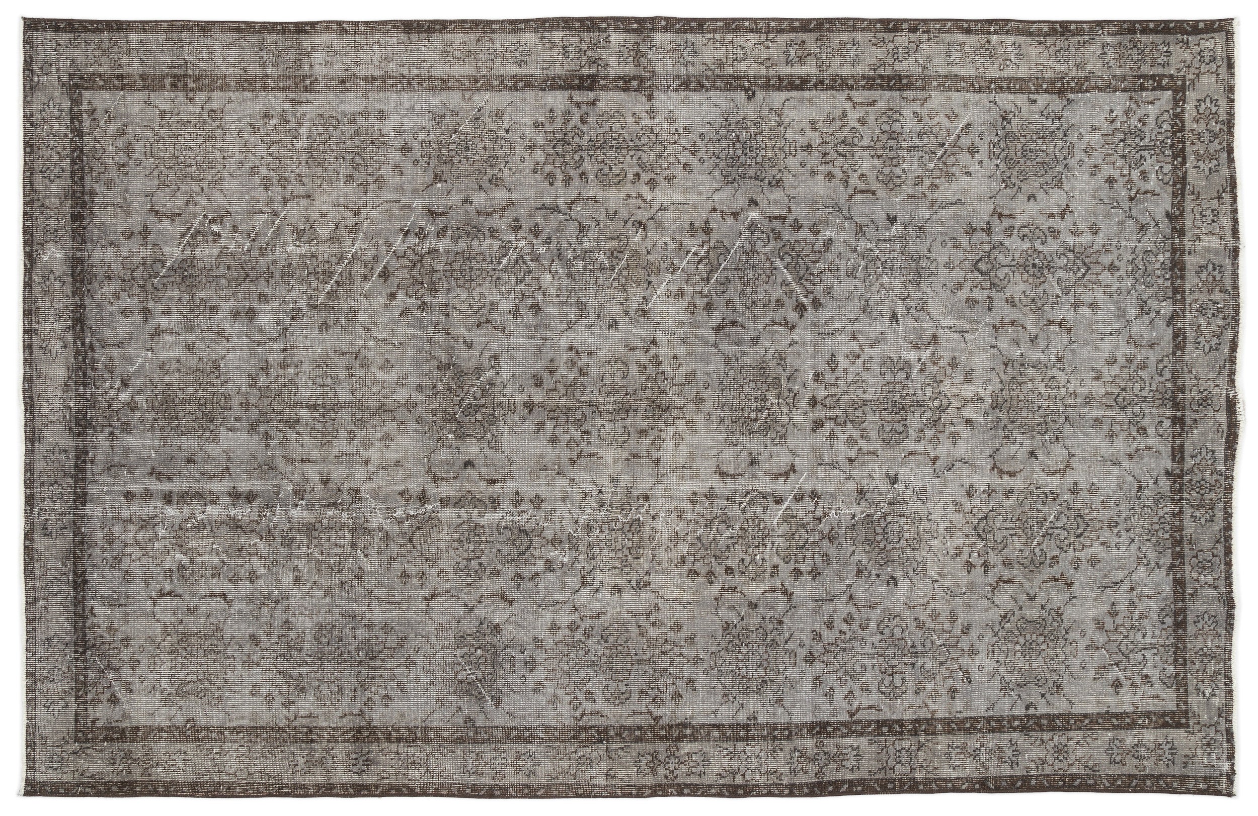 Gray Over Dyed Vintage Rug 5'12'' x 9'5'' ft 182 x 287 cm