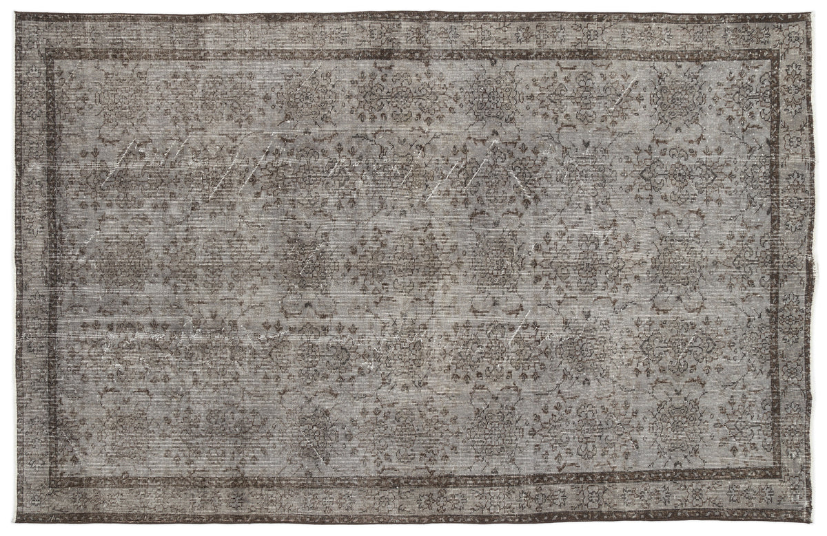 Gray Over Dyed Vintage Rug 5&#39;12&#39;&#39; x 9&#39;5&#39;&#39; ft 182 x 287 cm