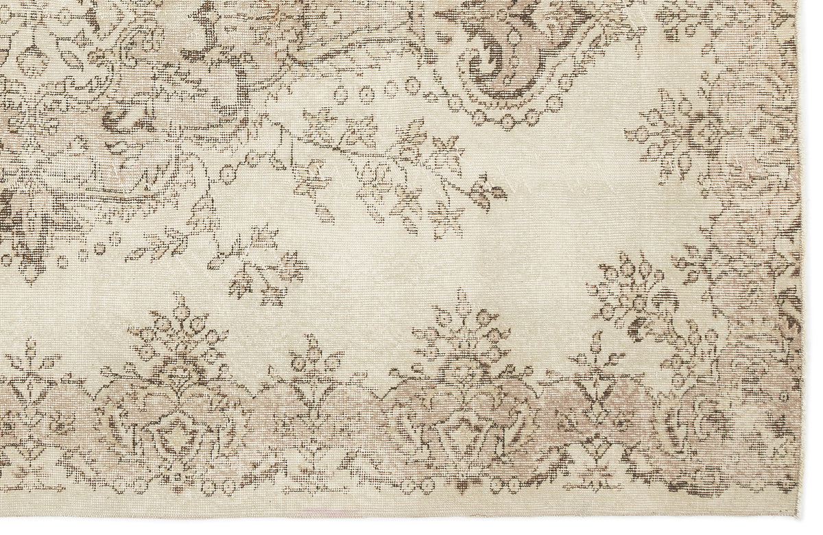 Beige Over Dyed Vintage Rug 6&#39;2&#39;&#39; x 9&#39;1&#39;&#39; ft 188 x 277 cm