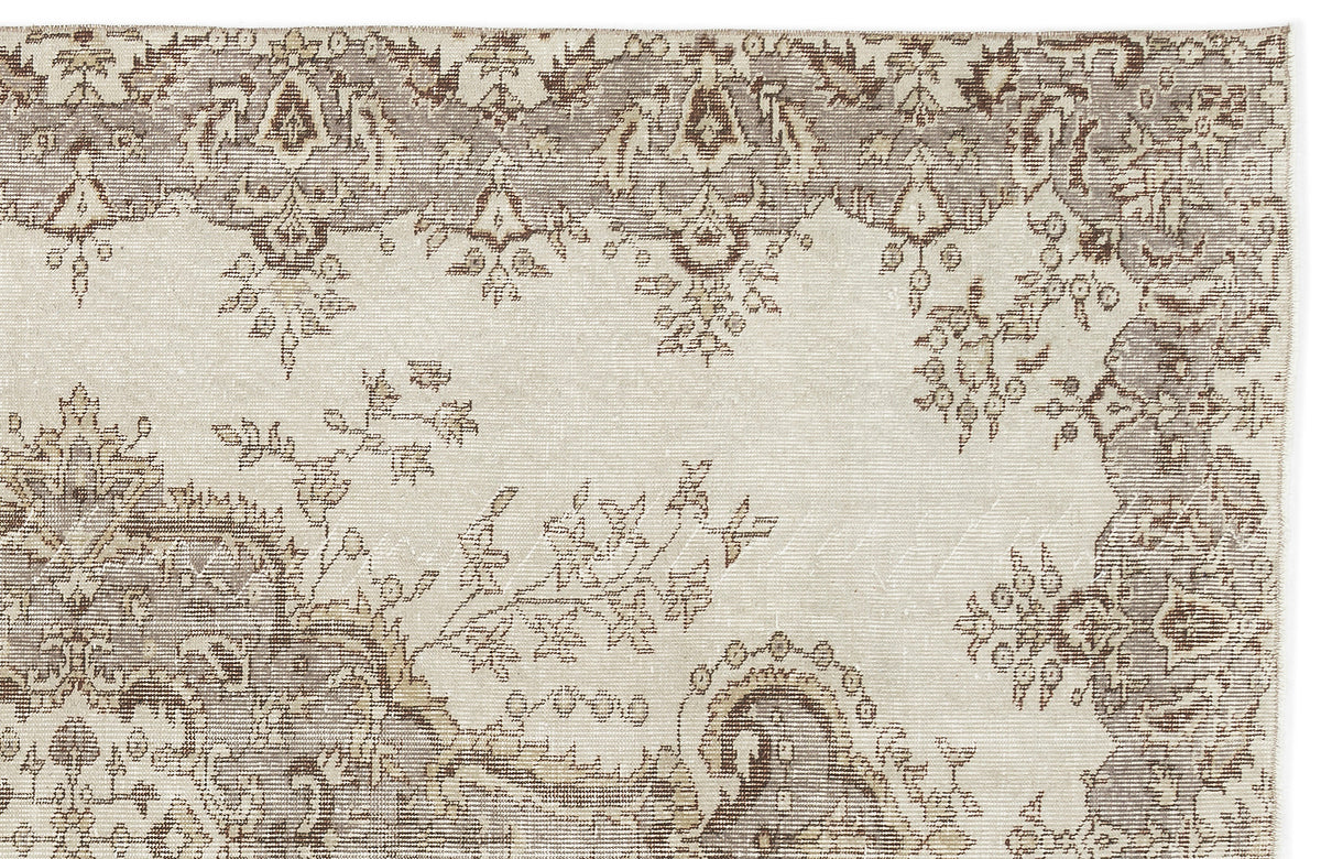 Beige Over Dyed Vintage Rug 6&#39;1&#39;&#39; x 9&#39;1&#39;&#39; ft 186 x 278 cm