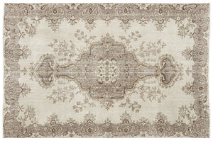 Beige Over Dyed Vintage Rug 6'1'' x 9'1'' ft 186 x 278 cm