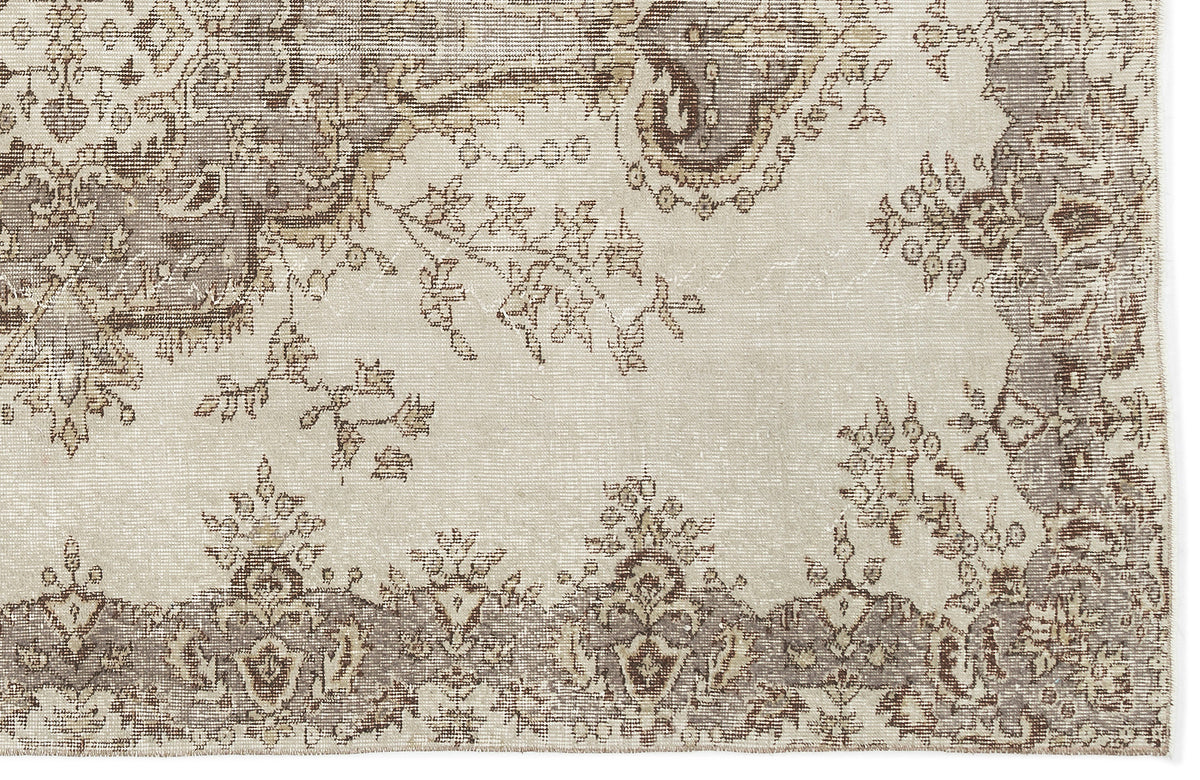 Beige Over Dyed Vintage Rug 6&#39;1&#39;&#39; x 9&#39;1&#39;&#39; ft 186 x 278 cm